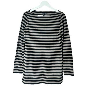 Eileen Fisher Striped Merino Wool Pullover Sweater Top FLAWED